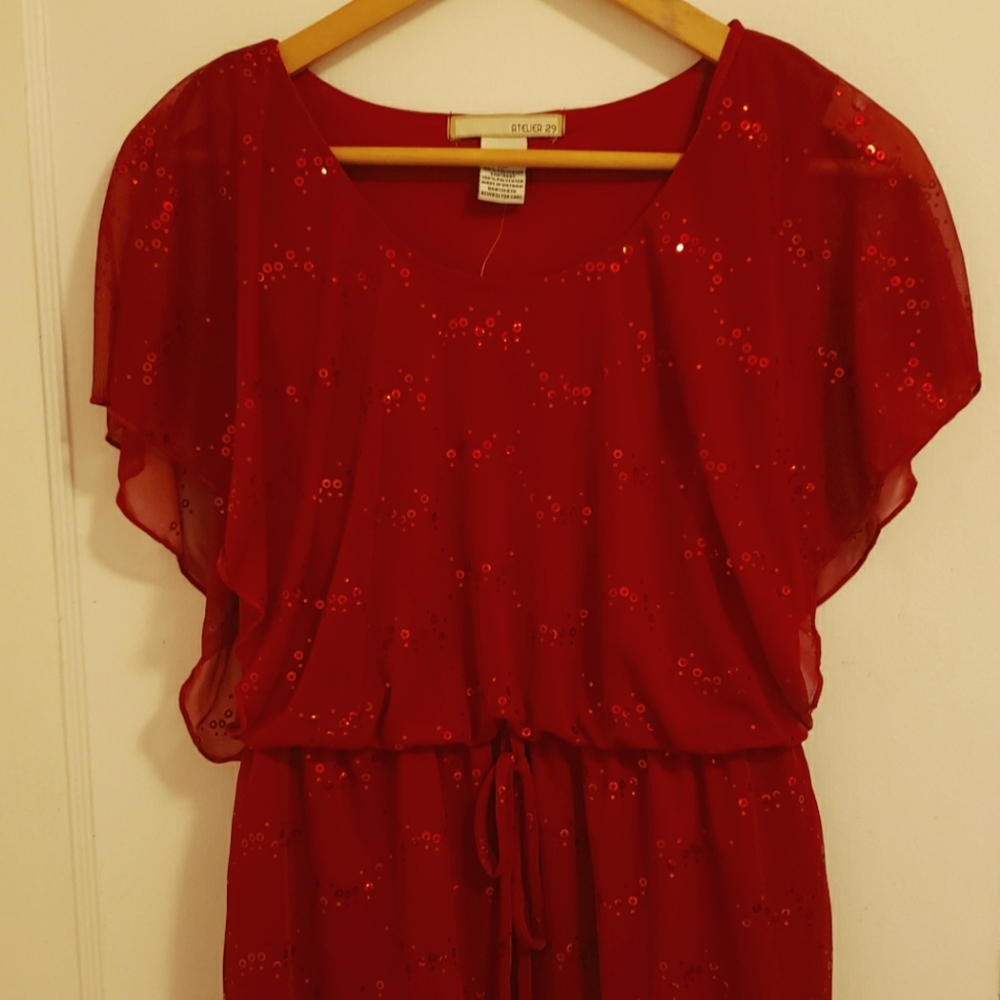 NWOT-Atelier 29- Red sparkly shirt - Size S